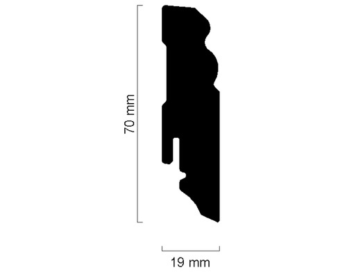 Profilleiste mit den Maßen 70 mm Höhe und 19 mm Breite