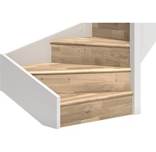 Treppe mit Holzstufen und weißem Geländer