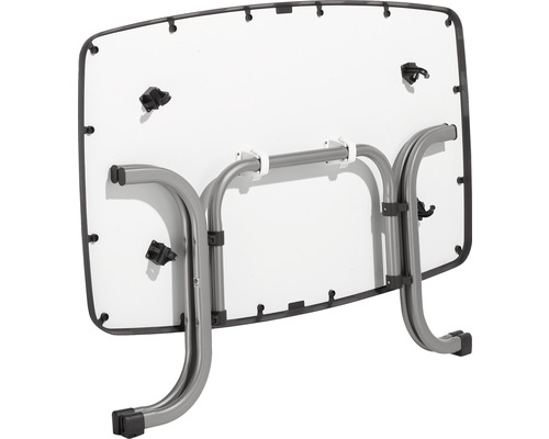 Unterseite eines Klapptisches mit Metallgestell