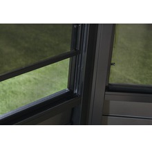 Detailansicht eines Fensters mit Insektenschutzgitter