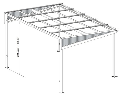 Illustration eines Pavillons mit Maßangaben