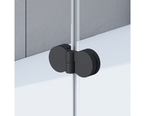 Drehfalttür für Nische Breuer Elana Komfort 75 cm Anschlag rechts Dekor Grau Profilfarbe schwarz-0