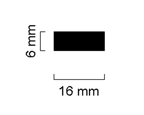Technische Zeichnung mit Maßangaben 6 mm und 16 mm