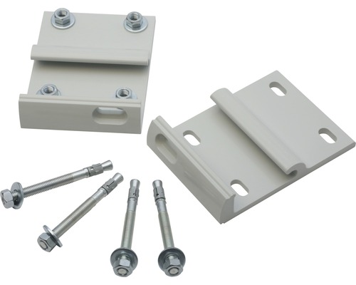 Zwei Halterungen und vier Bolzenanker