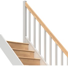 Treppe mit weißem Geländer und Holzhandlauf