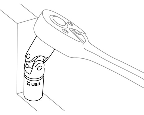 Illustration einer Knarre mit Kardangelenk und WGB Logo