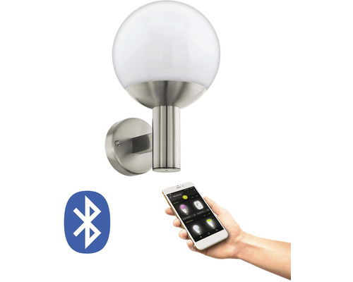 Wandleuchte mit Kugel und Bluetooth-Steuerung per Smartphone