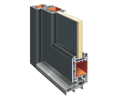Schnittansicht einer Haustür mit Rahmen