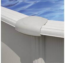 Detailansicht eines Stahlwandpools mit Poolabdeckung
