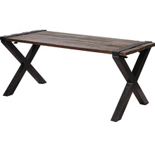 Esstisch mit Holztischplatte und Metallgestell in X-Form