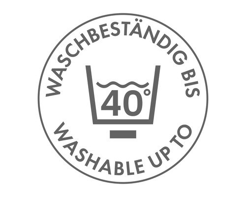 Waschbeständig bis 40 Grad Kennzeichen