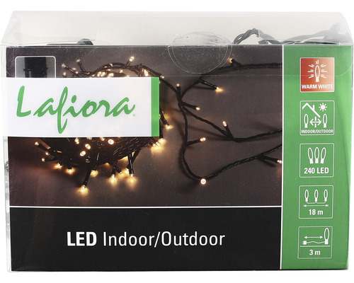 Lafiora LED Lichterkette fuer Innen- und Aussenbereich mit 240 LEDs und warmweissem Licht