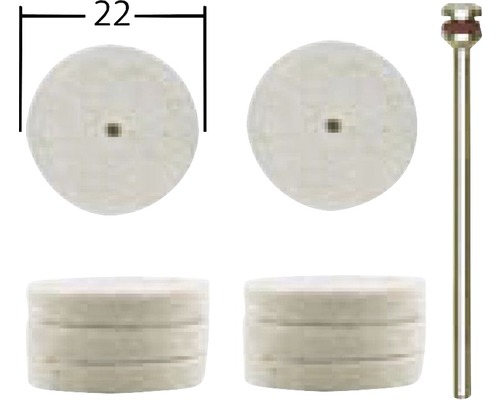 Filzscheibe mit 22 mm Durchmesser und Schaft