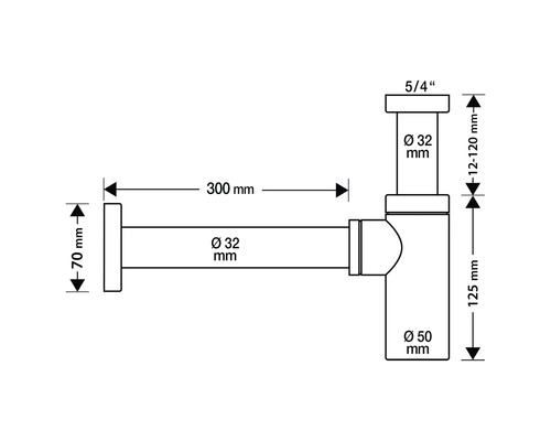 Skizze Siphon mit Maßangaben
