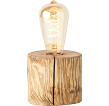 Dekorative Lampe mit Holzsockel und Glühbirne