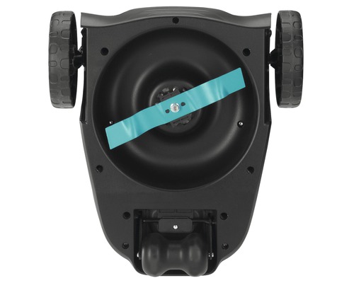 Unterseite eines Rasenmähroboters mit Messer