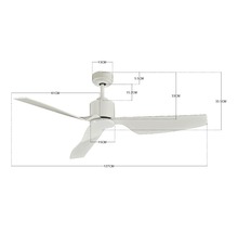 De Abbildung zeigt einen Deckenventilator mit Maßangaben.