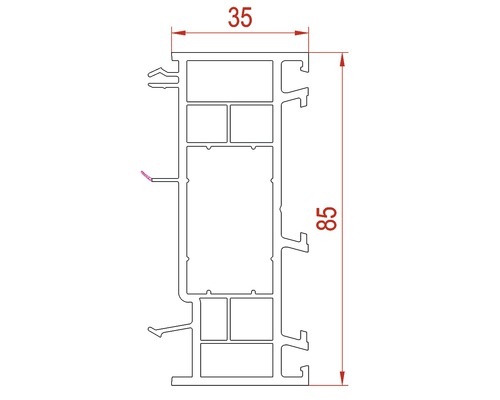 Technische Zeichnung eines Profils mit Maßangaben 35 und 85.