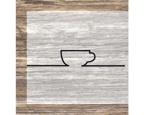 Tassensymbol auf Holzgrund