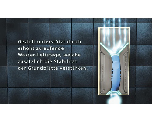 Bodenablauf mit erhöhten Wasser-Leitstegen zur Stabilisierung der Grundplatte