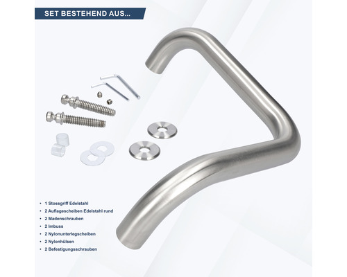 Edelstahl Stoßgriff Set mit Befestigungsmaterial