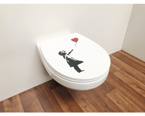 Wand-WC mit Motiv eines Mädchens mit Ballon