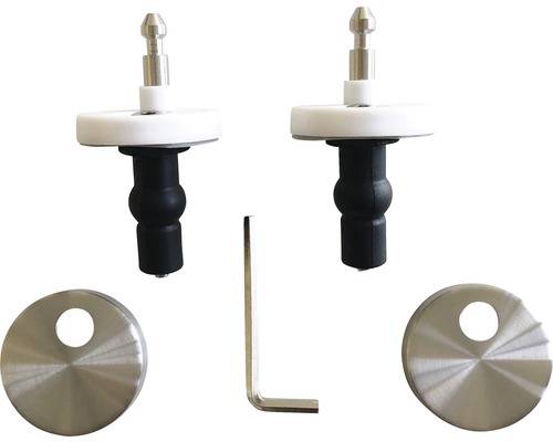 Toilettendeckelbefestigungssatz mit Schraubenschlüssel und Abdeckungen