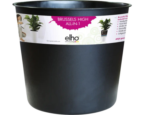 Blumentopfeinsatz elho Easy Insert für Brussels Diamond 27 cm Schwarzer Pflanztopf aus Kunststoff, geeignet für Zimmerpflanzen
