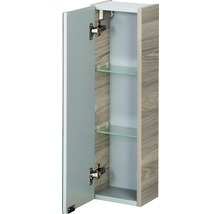 Offener Badezimmerschrank mit Glasablagen