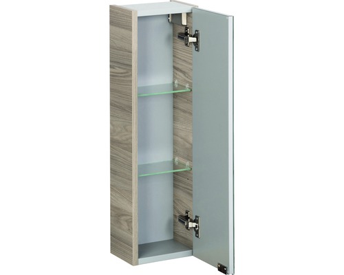 Offener Badezimmerschrank mit zwei Glasböden