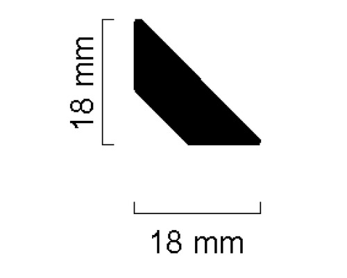 Profilleiste mit den Maßen 18 mm x 18 mm.