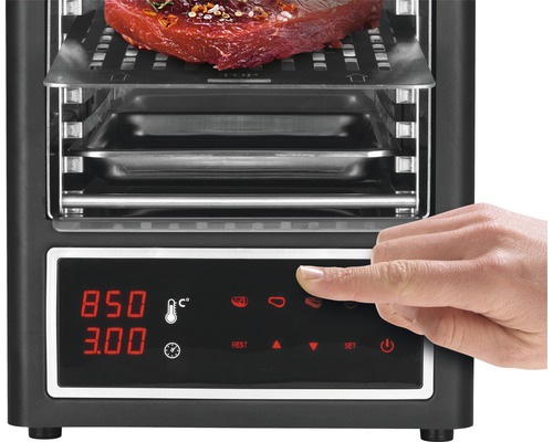 Oberhitzegrill mit digitalem Display und Steak