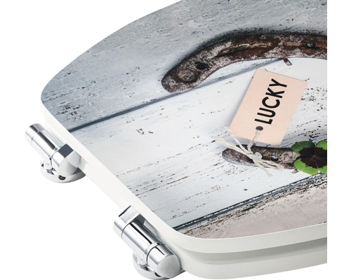 Toilettendeckel mit Hufeisen Motiv und Glücksbringer Anhänger
