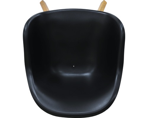 Schwarze Schubkarrenwanne mit Holzgriffen