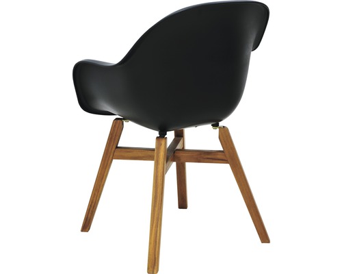 Schwarzer Stuhl mit Holzbeinen