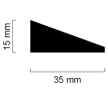 Illustration eines 35 Millimeter langen und 15 Millimeter hohen Keils