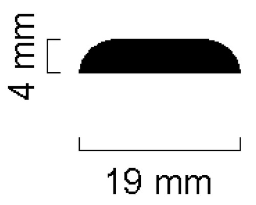 Profilquerschnitt mit den Maßen 19 mm Breite und 4 mm Höhe
