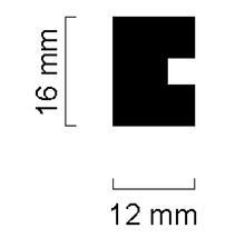 Profilquerschnitt mit den Maßen 16 mm und 12 mm