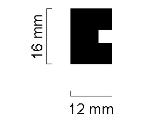 Profilquerschnitt mit den Maßen 16 mm und 12 mm
