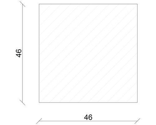 Quadratische Fläche mit Maßangabe 46 x 46