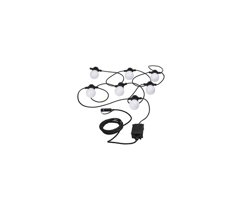 Lichterkette mit acht Glühbirnen, Kabel und Transformator