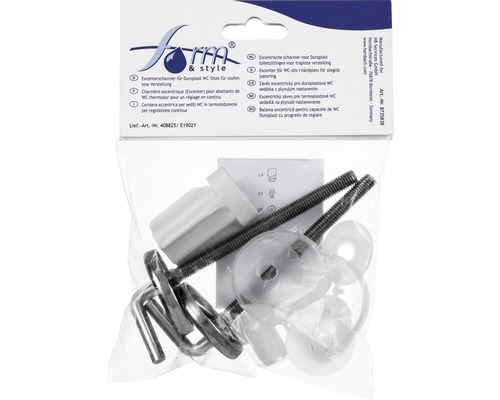 Exzenterscharnier für Duroplast WC Sitze in einer Verpackung