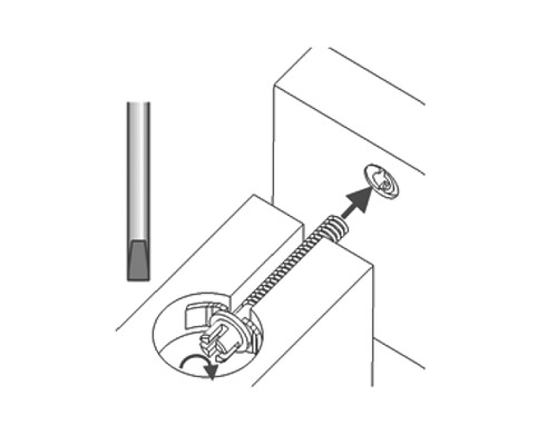 Illustration der Montage eines Möbelverbinders