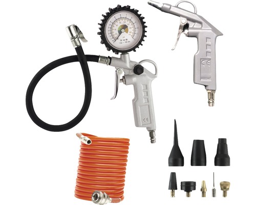 Reifenfüllpistole, Ausblaspistole, Druckluftschlauch und Düsensatz für Druckluftwerkzeuge