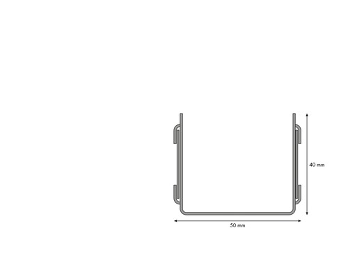 Draufsicht einer Rohrschelle mit den Maßen 50 mal 40 Millimeter