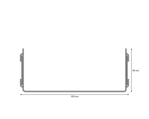 Zeichnung eines Befestigungswinkels mit den Maßen 100 Millimeter und 40 Millimeter