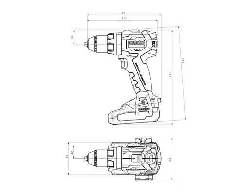 Metabo Akku-Bohrschrauber Abmessungen