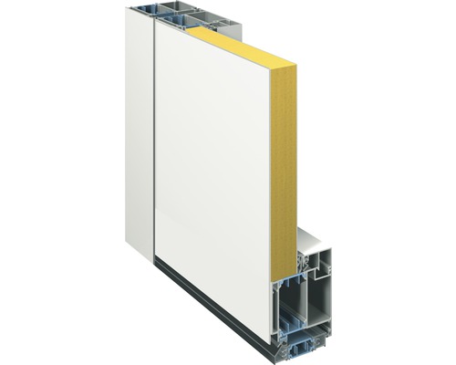 Querschnitt einer Tür mit Wärmedämmung