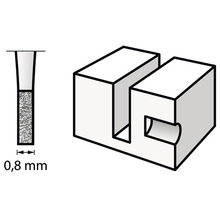 Zeichnung eines Fugenprofils mit einer Fugenbreite von 0,8 Millimeter