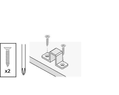 Illustration einer Winkelverbindung mit Schrauben und Schraubendreher